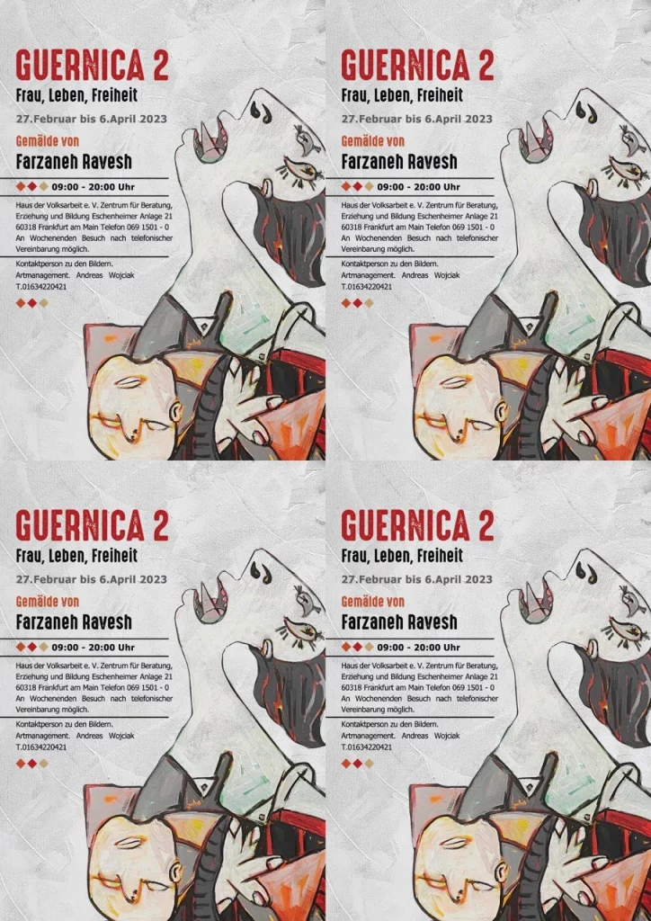 Exhibition: GUERNICA 2 – Woman, Life, Freedom Artist: Farzaneh Ravesh Dates: 27 February – 6 April 2023